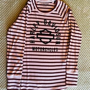 Harley-Davidson Pink and Black Striped Tee